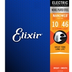 Elixir Nickel Plated Steel Electric Guitar Strings with NANOWEB. Light 10-46 - 12 String