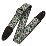 Levys 2" Wide Hootenanny Series Jacquard Guitar Strap - Green and White