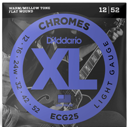 D'Addario ECG25 Chromes Flat Wound Electric Guitar Strings 12-52