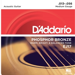 D'Addario DADEJ17 EJ17 Phosphor Bronze Acoustic Guitar Strings, Medium, 13-56