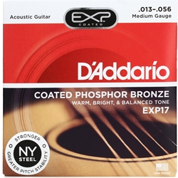 D'Addario  DAddario EXP17 Coated Phosphor Acoustic Guitar Strings, Medium, 13-56