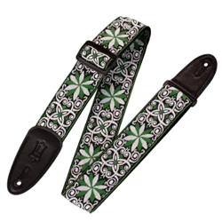 Levys 2" Wide Hootenanny Series Jacquard Guitar Strap - Green and White