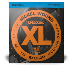 D'Addario EXL160 50-105 Medium, Long Scale, XL Nickel Bass Strings