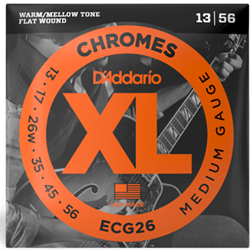 D'Addario ECG26 Chromes Flat Wound Electric Guitar Strings 13-56